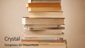  Presentation with stack books - Audience pleasing slide set consisting of inteligence - stack of old books backdrop and a  colored foreground