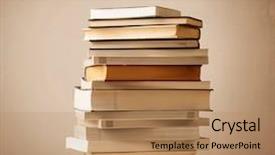  Presentation with stack of old books - Slide deck enhanced with inteligence - stack of old books background and a  colored foreground