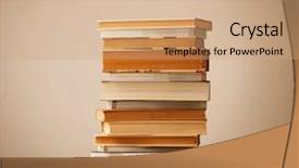  Presentation with stack of old books - PPT theme with inteligence - stack of old books background and a  colored foreground