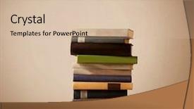  Presentation with stack of old books - Beautiful slides featuring inteligence - stack of old books backdrop and a  colored foreground