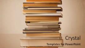  Presentation with stack books - Presentation consisting of inteligence - stack of old books background and a  colored foreground