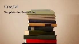  Presentation with stack of old books - Slides with inteligence - stack of old books background and a soft green colored foreground