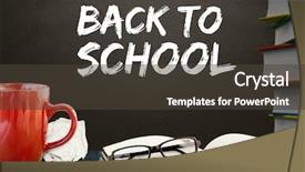  Presentation with school desk - Amazing presentation theme having intellectual capital - books desk foreground with blackboard backdrop and a dark gray colored foreground