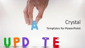  Presentation with grey - Beautiful PPT layouts featuring intellectual capital - cropped hand arranging update word backdrop and a white colored foreground