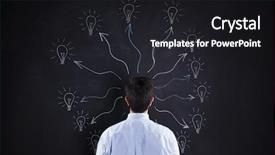  Presentation with light bulbs - Amazing slide set having intellectual property - happy man and light bulbs backdrop and a dark gray colored foreground