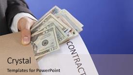  Presentation with contract - Slides consisting of intellectual property - man holding a contract background and a coral colored foreground