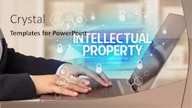  Presentation with cybersecurity - Colorful PPT layouts enhanced with intellectual-property-inscription-on-laptop backdrop and a lemonade colored foreground