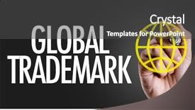  Presentation with trademark - Audience pleasing slide set consisting of intellectual property law - hand writing the text global backdrop and a dark gray colored foreground