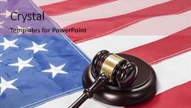  Presentation with gavel - Presentation theme with business case property - gavel on the flag background and a coral colored foreground