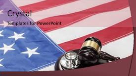  Presentation with intellectual property law - Beautiful PPT layouts featuring intellectual property law - gavel on the flag backdrop and a coral colored foreground