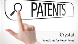  Presentation with search - Slide deck having intelectual ownerships - patents written in search bar background and a white colored foreground