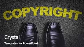  Presentation with machine shop floor - Presentation design enhanced with intellectual property law - top view of business shoes background and a dark gray colored foreground