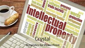  Presentation with property - Presentation theme consisting of intellectual property word cloud background and a soft green colored foreground