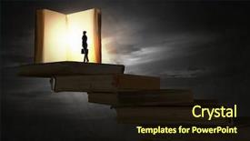  Presentation with feather and old book - PPT theme consisting of intellegenc - big old opened book background and a  colored foreground