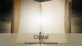  Presentation with feather and old book - Theme with intellegenc - big old opened book background and a coral colored foreground