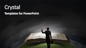  Presentation with holy quran old book - Audience pleasing presentation theme consisting of intellegenc - big old opened book backdrop and a  colored foreground