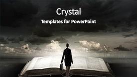  Presentation with old story book - Beautiful presentation design featuring intellegenc - big old opened book backdrop and a  colored foreground