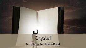  Presentation with old book - Audience pleasing slide deck consisting of intellegenc - big old opened book backdrop and a  colored foreground