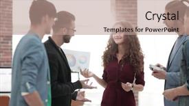  Presentation with creative - Presentation design enhanced with intelligence agency - creative business team standing background and a  colored foreground