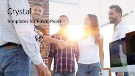  Presentation with client experience - Cool new presentation theme with intelligence agency - handshake of young designers backdrop and a  colored foreground