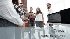  Presentation with handshake - Presentation with intelligence agency - handshake of young designers background and a  colored foreground