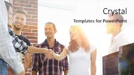  Presentation with client experience - Theme consisting of intelligence agency - handshake of young designers background and a  colored foreground