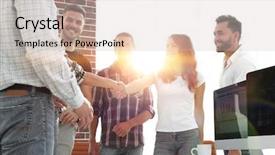  Presentation with handshake - Beautiful theme featuring intelligence agency - handshake of young designers backdrop and a  colored foreground