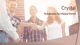  Presentation with client server model - Slides featuring intelligence agency - handshake of young designers background and a  colored foreground