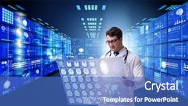  Presentation with telemedicine - Cool new presentation theme with intelligence artificielle - concept of telemedicine with male backdrop and a teal colored foreground