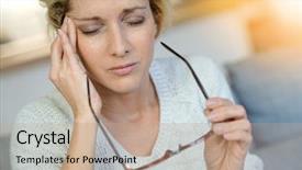  Presentation with aged - Beautiful slide set featuring intelligence artificielle - portrait of middle-aged blond woman backdrop and a coral colored foreground