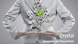  Presentation with holding hands - PPT theme with intelligence brain function - close up image of businesswoman background and a  colored foreground