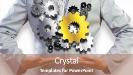  Presentation with hands holding - Slide set with intelligence brain function - close up image of businesswoman background and a  colored foreground