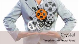  Presentation with gears - Audience pleasing slides consisting of intelligence brain function - close up image of businesswoman backdrop and a mint green colored foreground