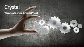  Presentation with mechanism - Slides consisting of intelligence brain function - close up of businesswoman hand background and a  colored foreground