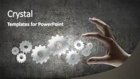  Presentation with mechanism - Slides consisting of intelligence brain function - close up of businesswoman hand background and a  colored foreground