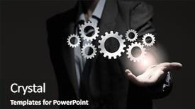  Presentation with gears - Slides with intelligence brain function - close up of businesswoman holding background and a black colored foreground