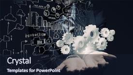  Presentation with gears - Colorful presentation theme enhanced with intelligence brain function - close up of businesswoman holding backdrop and a  colored foreground