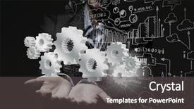  Presentation with gears - Audience pleasing slides consisting of intelligence brain function - close up of businesswoman holding backdrop and a  colored foreground