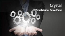  Presentation with gears - Audience pleasing slides consisting of intelligence brain function - close up of businesswoman holding backdrop and a dark gray colored foreground