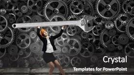  Presentation with woman engineer - Colorful PPT theme enhanced with intelligence brain function - young woman engineer holding huge backdrop and a  colored foreground