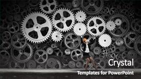  Presentation with woman engineer - PPT theme consisting of intelligence brain function - young woman engineer holding mechanism background and a dark gray colored foreground