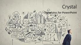  Presentation with great communication skills in business - PPT layouts consisting of intelligence concept - young businessman carrying his great background and a light gray colored foreground