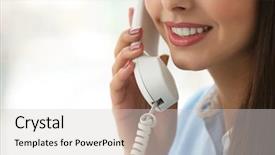  Presentation with intelligent agents - Beautiful theme featuring intelligent agents - beautiful young woman talking backdrop and a light gray colored foreground