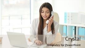  Presentation with coque de telephone - Audience pleasing PPT theme consisting of intelligent agents - beautiful young woman talking backdrop and a mint green colored foreground