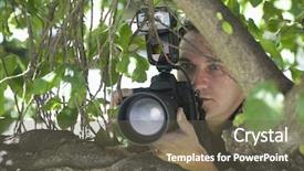  Presentation with intelligent agents - Colorful presentation design enhanced with intelligent agents - closeup of a paparazzi photographer backdrop and a tawny brown colored foreground