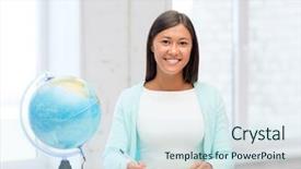  Presentation with travel globe - Slide set featuring intelligent agents - education and school travel concept background and a cool aqua colored foreground