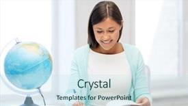  Presentation with travel globe - Cool new slide set with intelligent agents - education and school travel concept backdrop and a  colored foreground