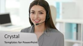  Presentation with technical support - Slides featuring intelligent agents - pretty technical support dispatcher working background and a light gray colored foreground