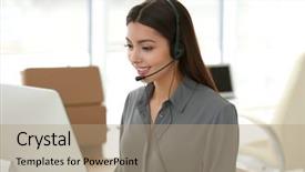  Presentation with technical support - Presentation theme featuring intelligent agents - pretty technical support dispatcher working background and a coral colored foreground