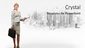  Presentation with woman engineer - Colorful presentation design enhanced with intelligent building - image of woman engineer backdrop and a white colored foreground